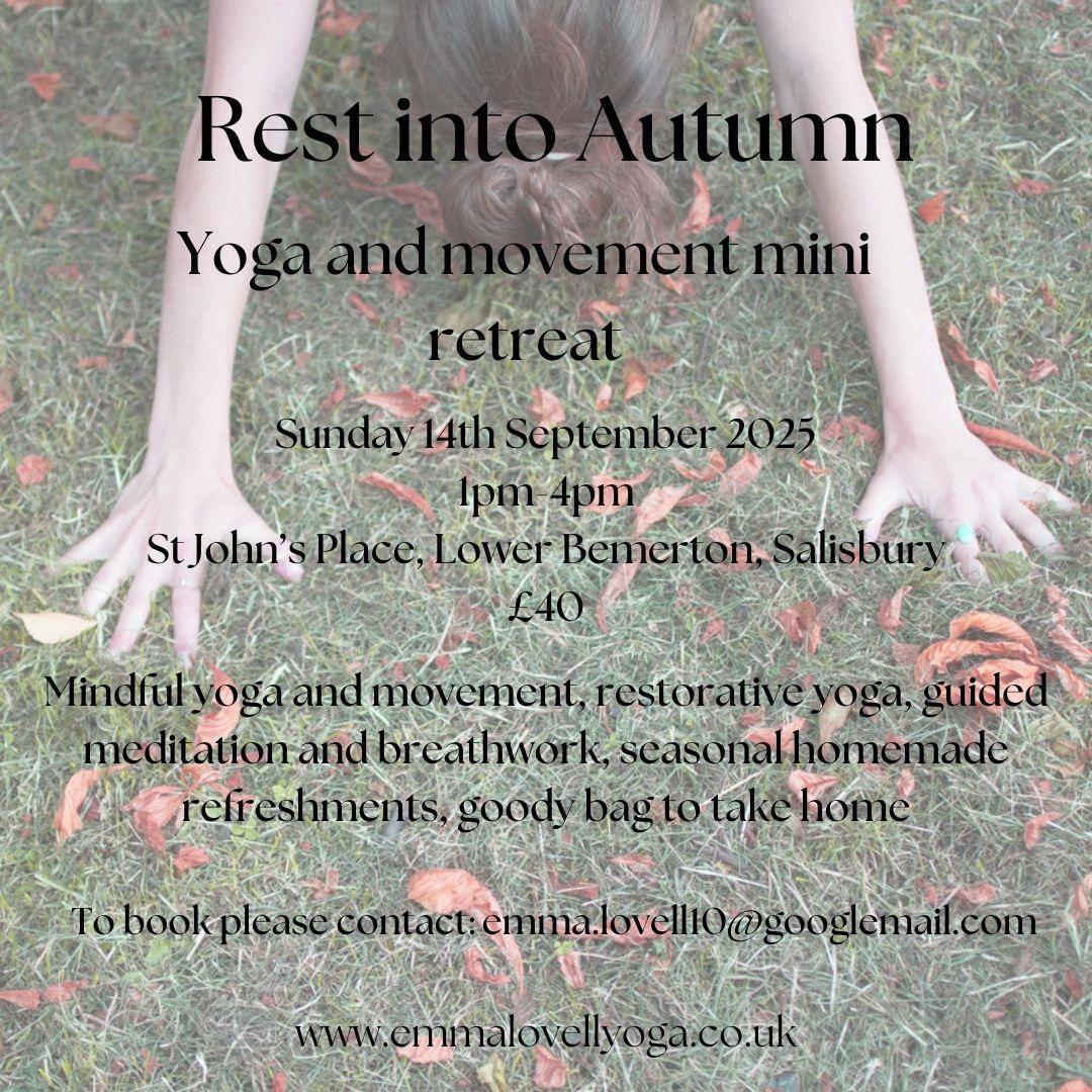 Rest into autumn with Emma Lovell Sunday 14/9 1-4pm